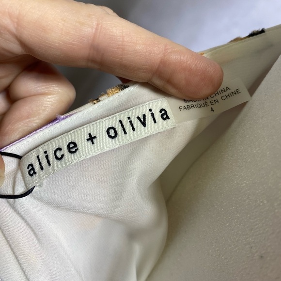 Alice + Olivia Evelia Ruffled Floral Asymmetrical Halter Maxi Dress Size 4 NWT - Picture 5 of 10